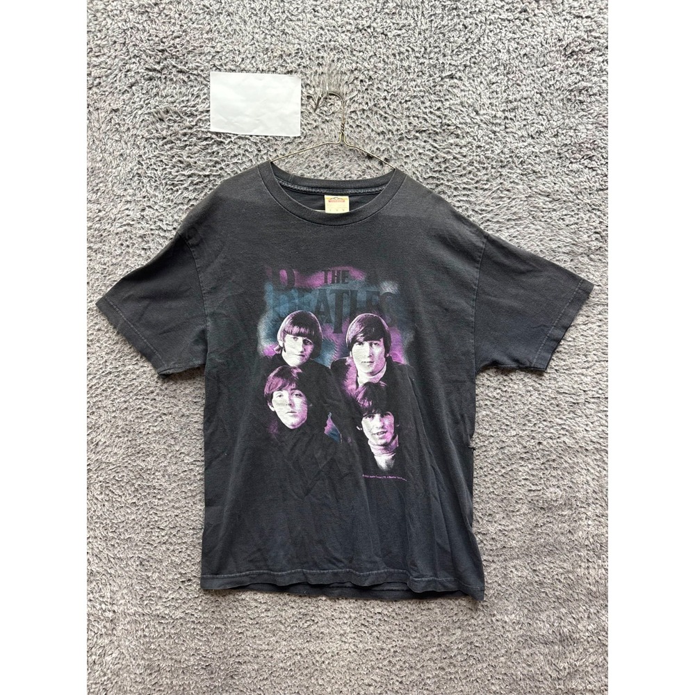 Vintage 2002 Apple Corps The Beatles Graphic Short Sleeve T-Shirt Black Size L